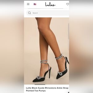 Lulu's Black Rhinestone Ankle Strap Heels
